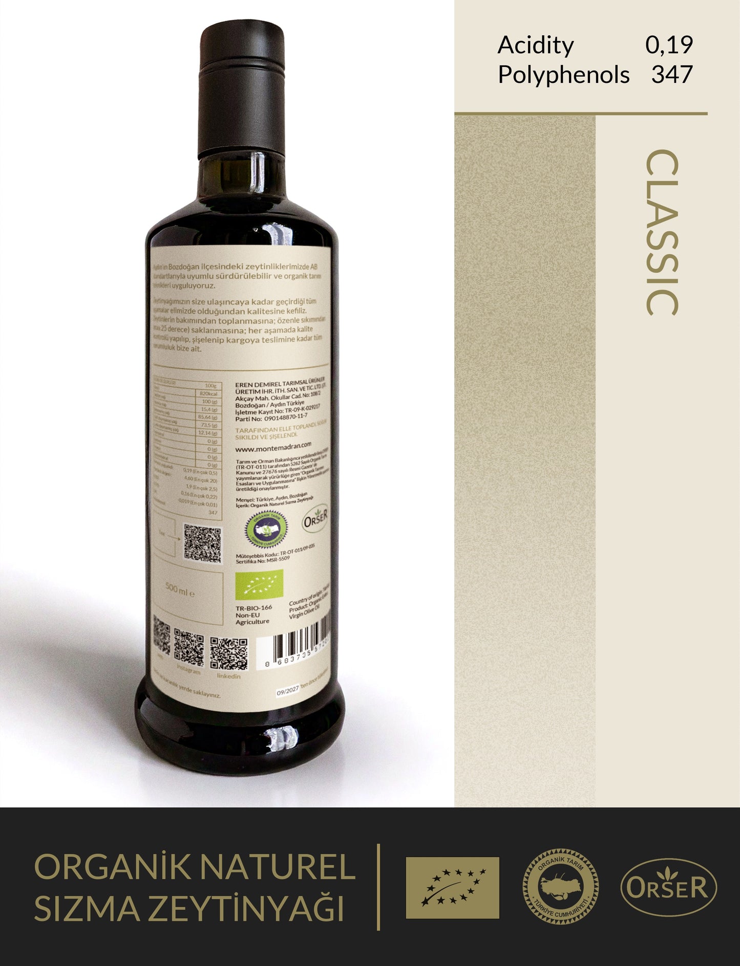 ORGANİK 2025 yeni ürün! CLASSIC - ERKEN HASAT yakıcı ve acı 0,19 serbest ASİT 347 FENOL - 500ml